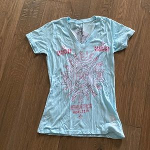 American fighter blue and pink V neck T-shirt